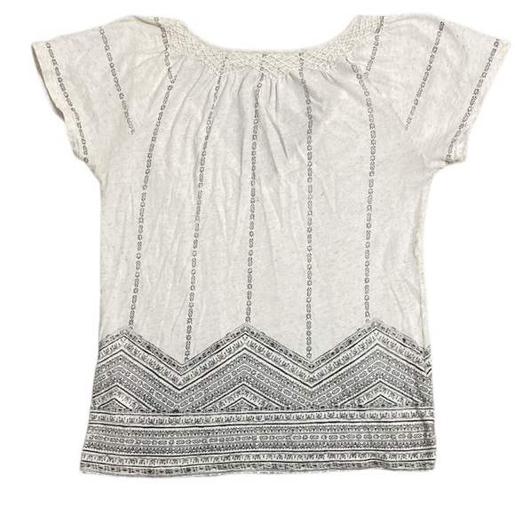 XS Beige & Black Boho Tassle String Lucky Brand Top - Picture 4 of 7